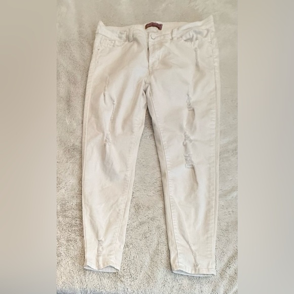Wax Jean Denim - Wax Jeans White Wash Distressed Denim Butt I Love You Fit, Women’s 13 / 31